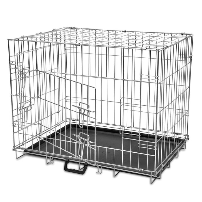 Dog Crate 2/3 Doors w/Tray Fold Metal Pet Cage Kennel House 30"/37"/43"/48"